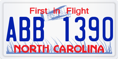 NC license plate ABB1390
