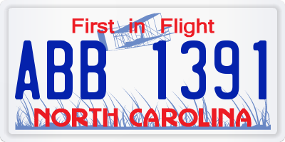 NC license plate ABB1391