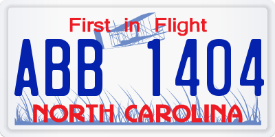 NC license plate ABB1404