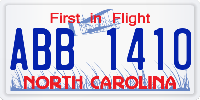 NC license plate ABB1410