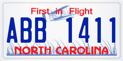 NC license plate ABB1411
