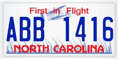 NC license plate ABB1416