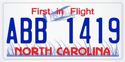 NC license plate ABB1419