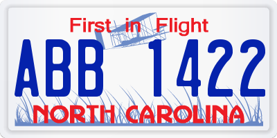 NC license plate ABB1422