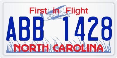 NC license plate ABB1428