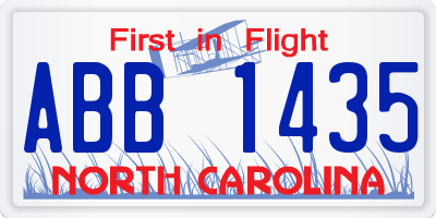 NC license plate ABB1435