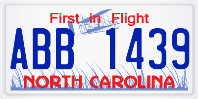 NC license plate ABB1439