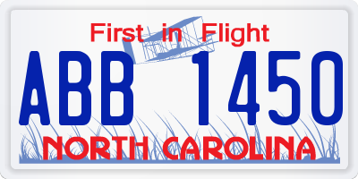 NC license plate ABB1450
