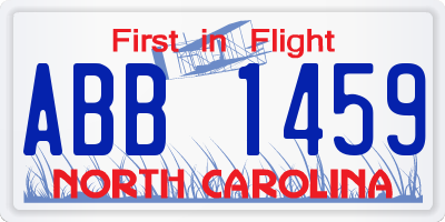 NC license plate ABB1459