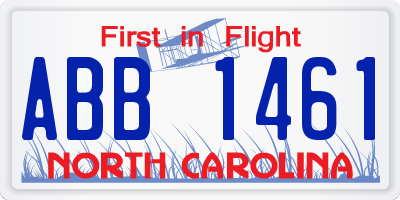 NC license plate ABB1461