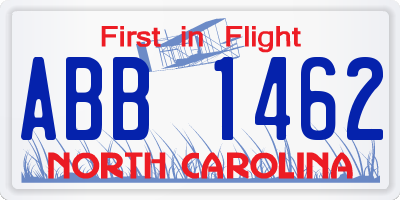 NC license plate ABB1462
