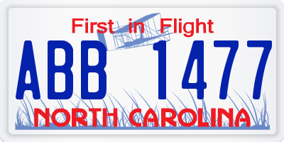 NC license plate ABB1477