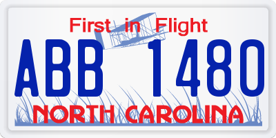 NC license plate ABB1480