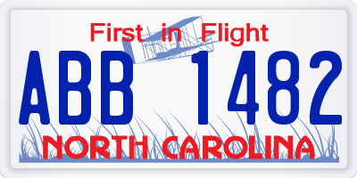 NC license plate ABB1482