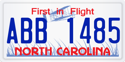 NC license plate ABB1485