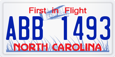 NC license plate ABB1493