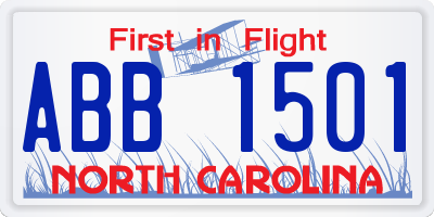 NC license plate ABB1501