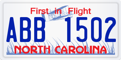 NC license plate ABB1502