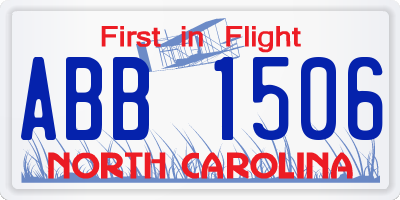 NC license plate ABB1506