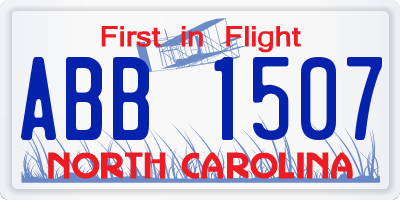 NC license plate ABB1507