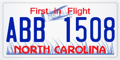 NC license plate ABB1508