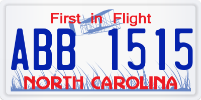 NC license plate ABB1515