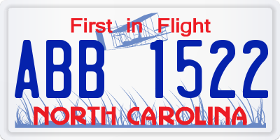 NC license plate ABB1522
