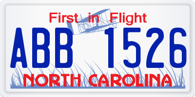 NC license plate ABB1526