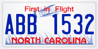 NC license plate ABB1532