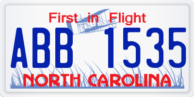 NC license plate ABB1535
