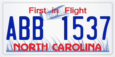 NC license plate ABB1537