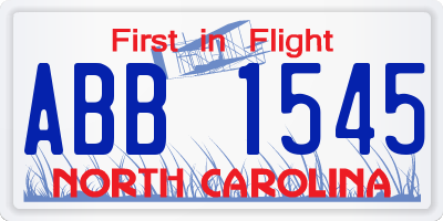 NC license plate ABB1545