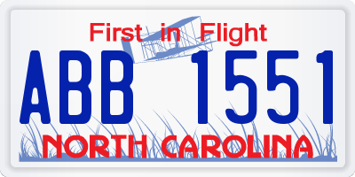 NC license plate ABB1551