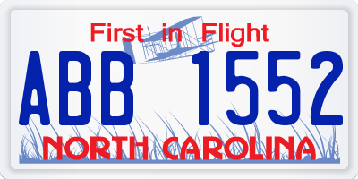 NC license plate ABB1552