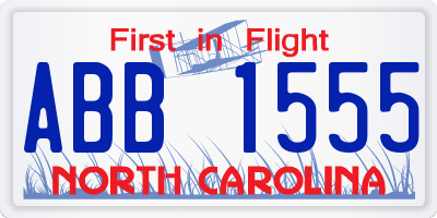 NC license plate ABB1555