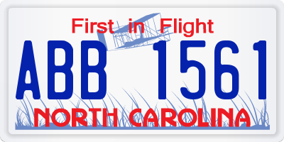NC license plate ABB1561