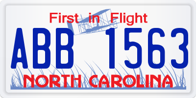NC license plate ABB1563