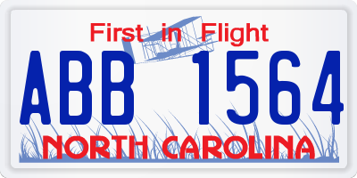 NC license plate ABB1564