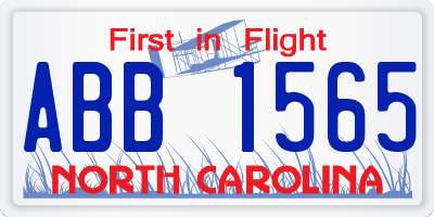 NC license plate ABB1565