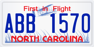 NC license plate ABB1570