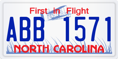 NC license plate ABB1571
