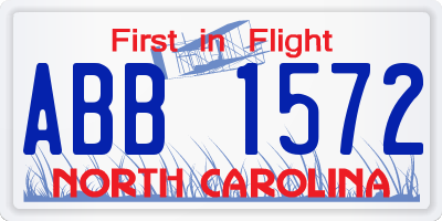 NC license plate ABB1572