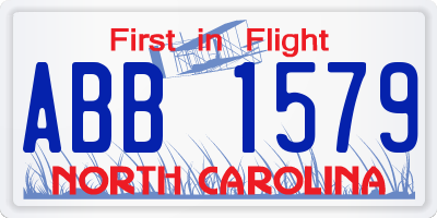 NC license plate ABB1579
