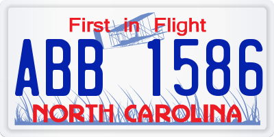 NC license plate ABB1586