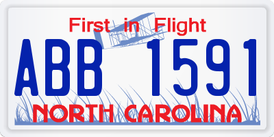 NC license plate ABB1591