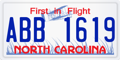 NC license plate ABB1619