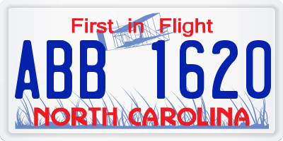 NC license plate ABB1620