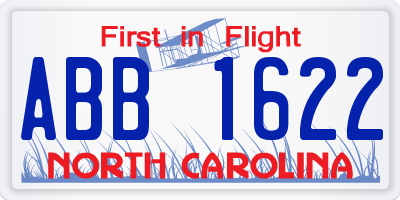 NC license plate ABB1622