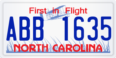 NC license plate ABB1635
