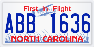 NC license plate ABB1636
